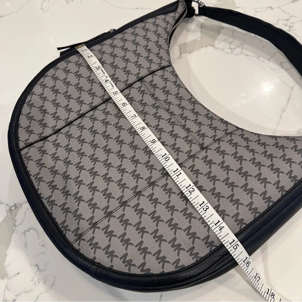 Michael Kors Lydia Large Hobo Bag Purse Signature MK Logo Black Shoulder Bag NEW - Picture 14 of 16